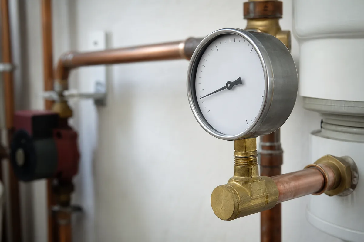 Réducteur de pression en laiton monté sur l&rsquo;arrivée générale d&rsquo;eau avec filtre à tamis et manomètre intégré