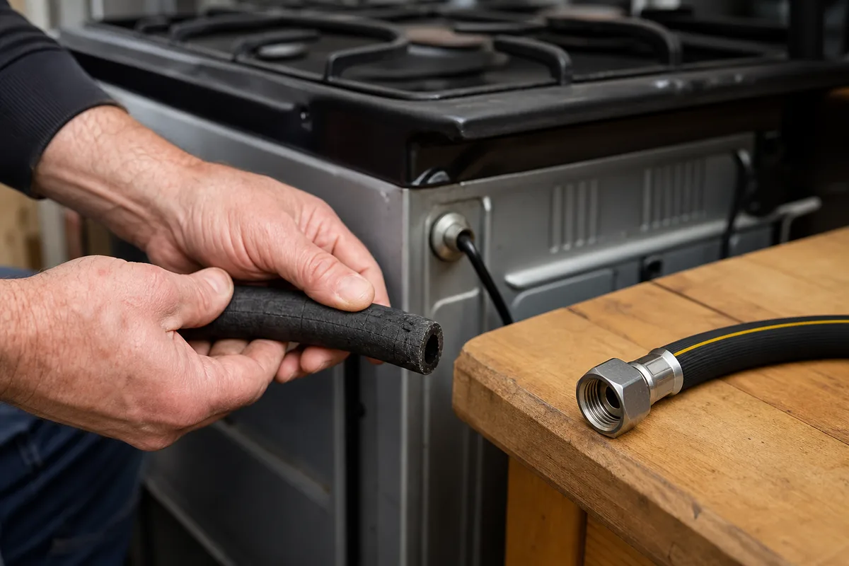 Flexible de gaz caoutchouc avec date limite visible sur le manchon